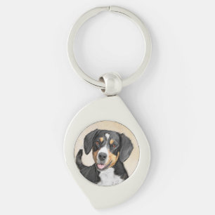 Entlebucher Mountain Dog Painting - Original Art Key Ring