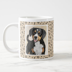 Entlebucher Mountain Dog Painting - Original Art Large Coffee Mug