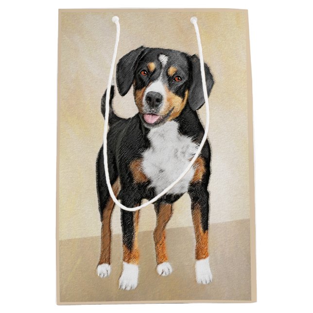 Entlebucher Mountain Dog Painting - Original Art Medium Gift Bag (Front)