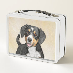 Entlebucher Mountain Dog Painting - Original Art Metal Lunch Box