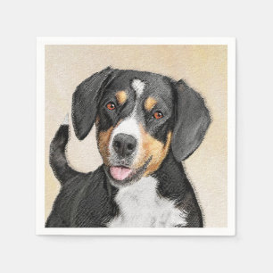 Entlebucher Mountain Dog Painting - Original Art Napkin