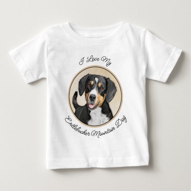 Entlebucher Mountain Dog Painting Original Dog Art Baby T-Shirt (Front)