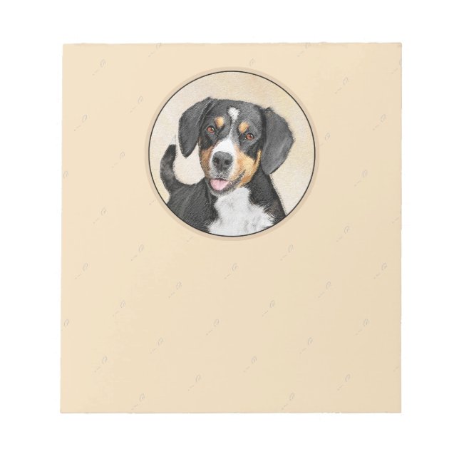 Entlebucher Mountain Dog Painting Original Dog Art Notepad (Front)