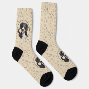 Entlebucher Mountain Dog Painting Original Dog Art Socks