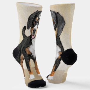 Entlebucher Mountain Dog Painting Original Dog Art Socks