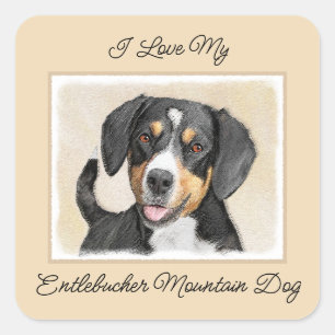 Entlebucher Mountain Dog Painting Original Dog Art Square Sticker
