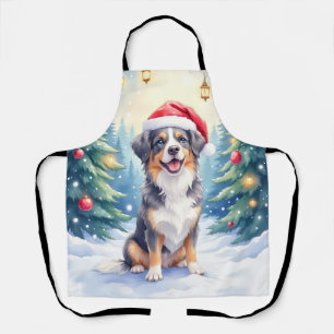 Entlebucher Mountain Dog Snowy Forest Santa Apron