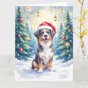 Entlebucher Mountain Dog Snowy Forest Santa Card