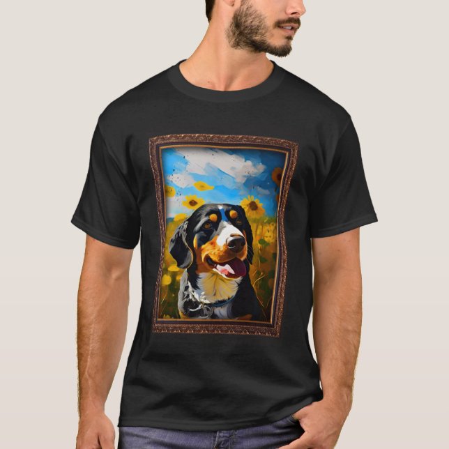 Entlebucher Mountain Painting Sunflower Flower Mum T-Shirt (Front)