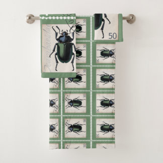 Entomology Stamp Bath Towel Set