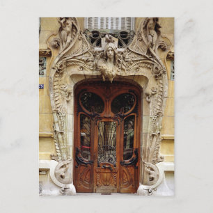 Entrance door to the apartments postcard