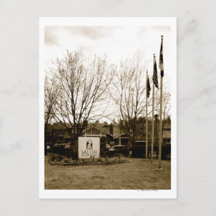 Entrance Sign and Lodge View Postcard