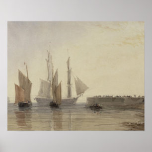 Entrance to Calais Harbour, 1829 (w/c, pen & ink, Poster