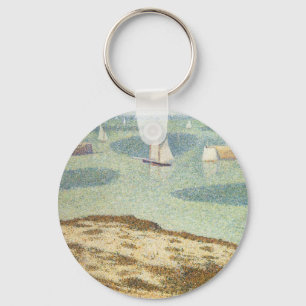 Entrance to Harbour by Georges Seurat, Vintage Art Key Ring