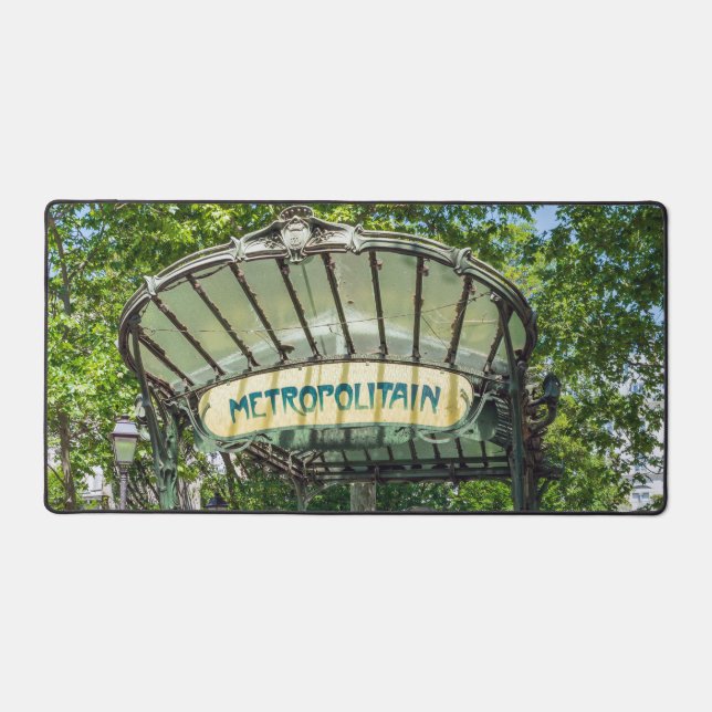 Entrance to Metro station at Montmartre - Paris Desk Mat (Front)