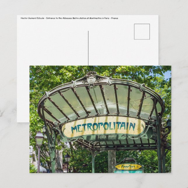 Entrance to Metro station at Montmartre - Paris Postcard (Front/Back)