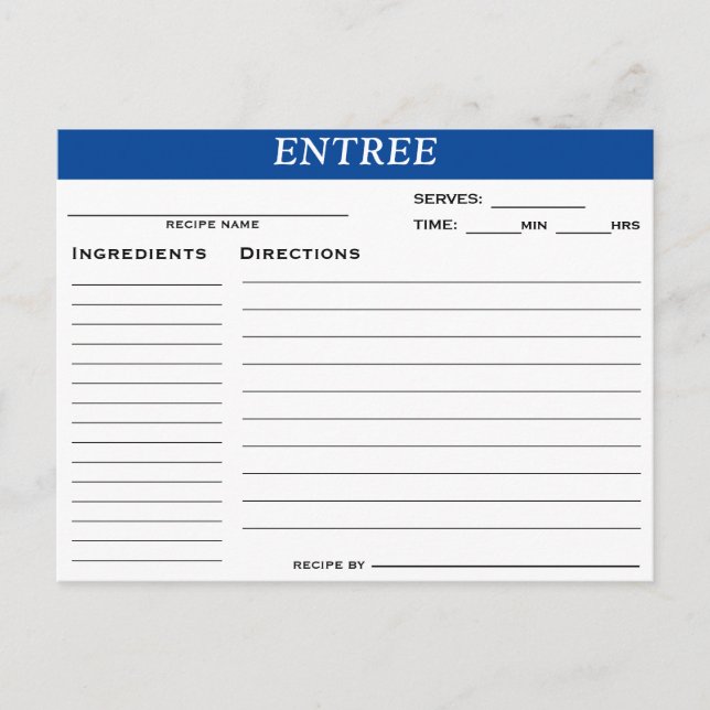 Entree Recipe Card (Front)
