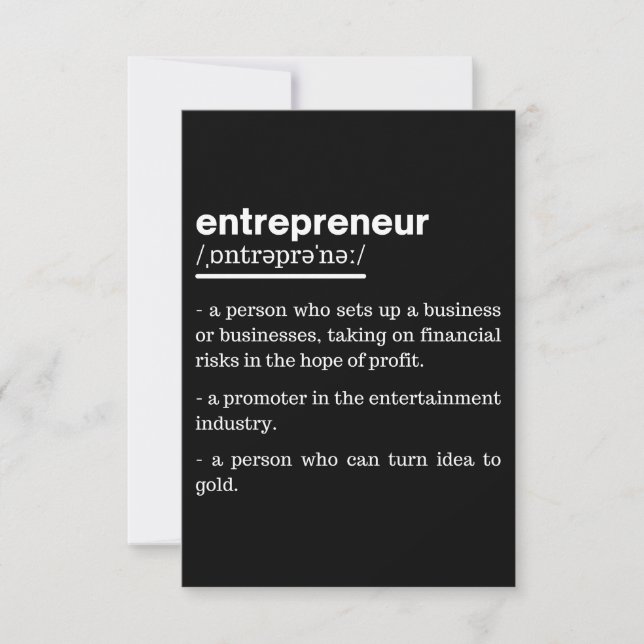 Entrepreneur Definition Funny Business Owner Gift Card (Front)