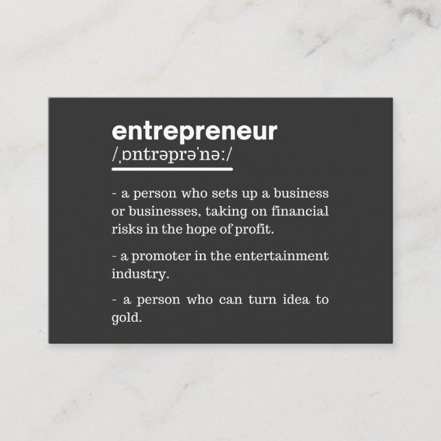 Entrepreneur Definition Funny Business Owner Gift Card (Front)