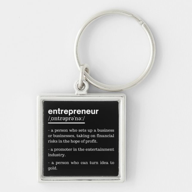 Entrepreneur Definition Funny Business Owner Gift Key Ring (Front)