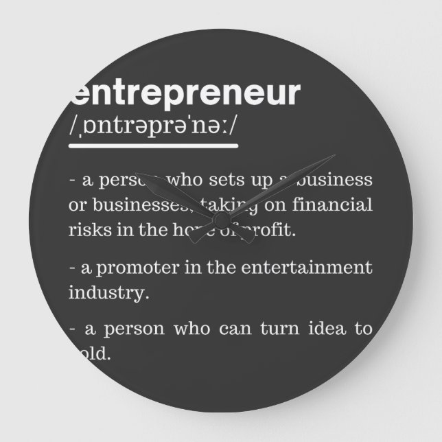 Entrepreneur Definition Funny Business Owner Gift Large Clock (Front)