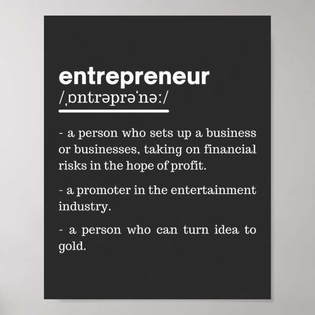 Entrepreneur Definition Funny Business Owner Gift Poster (Front)