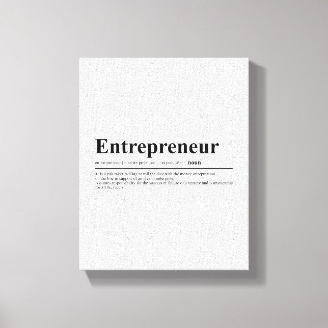 Entrepreneur Definition | Motivational Quote Canvas Print (Front)