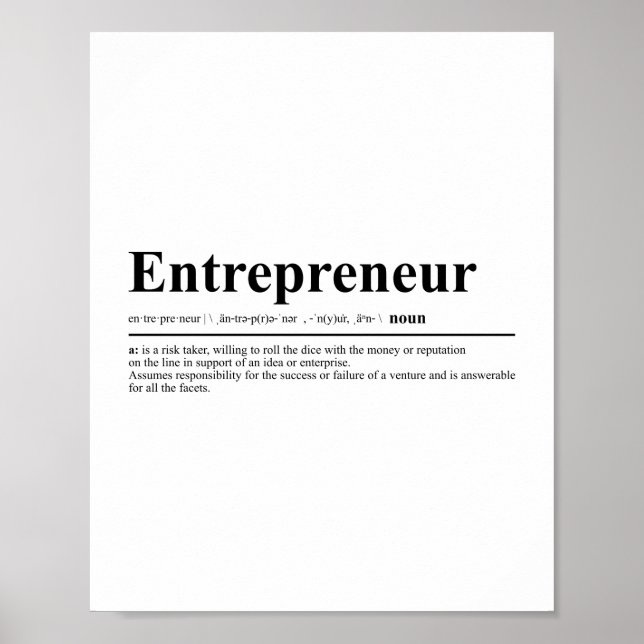 Entrepreneur Definition | Motivational Quote Poster (Front)
