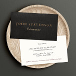 Entrepreneur Professional Black Linen Look Vintage Business Card<br><div class="desc">Strong and classic in presentation. A handsome vintage inspired design featuring realistic digital image of black linen textured background. A great card for executives, accounts, lawyers, realtors, financial analysts, interior designers, antiques dealers and more. Premium card stock always recommended for darker designs to insure a rich sturdy card and protection...</div>