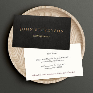 Entrepreneur Professional Black Linen Look Vintage Business Card