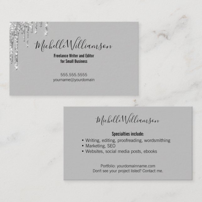 Entrepreneur Small Business Owner Freelance Silver Business Card (Front/Back)