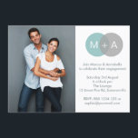 Entwined Circles Engagement Party Photo Invitation<br><div class="desc">Modern Monogram Engagement Party Photo Invitations 
 A simple yet modern engagement party photo invitation. it has in entwined blue and grey circles for the future bride's and groom's initials.</div>