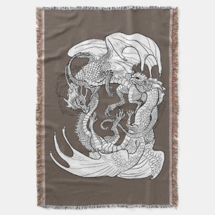Entwined Dragons Throw Blanket