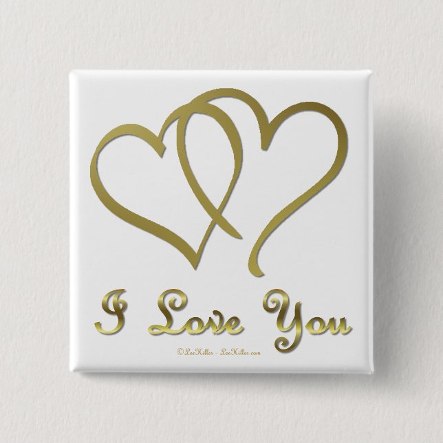 Entwined Gold Hearts i Love You 15 Cm Square Badge (Front)
