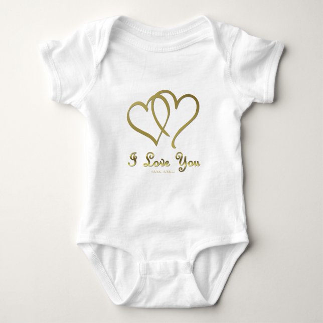 Entwined Gold Hearts i Love You Baby Bodysuit (Front)
