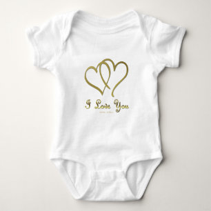 Entwined Gold Hearts i Love You Baby Bodysuit