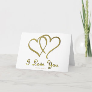 Entwined Gold Hearts i Love You Holiday Card