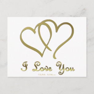 Entwined Gold Hearts i Love You Postcard