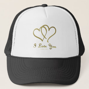 Entwined Gold Hearts i Love You Trucker Hat