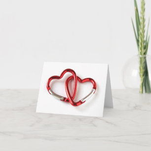 Entwined heart carabiners holiday card