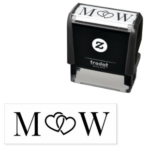 Entwined Hearts Couple Wedding 2 Initial Monogram  Self-inking Stamp