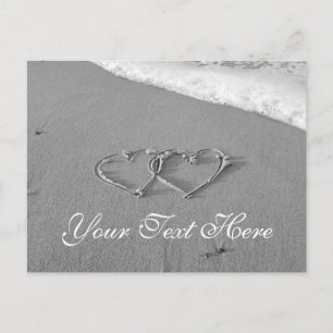 Entwined hearts in sand Romantic beach scene Postcard