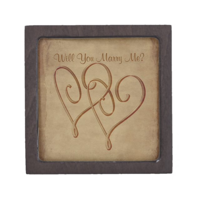 Entwined Hearts Marry Me Engagement Ring Gift Box (Front)