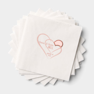 Entwined Hearts Rose Gold Foil Stamped Napkins