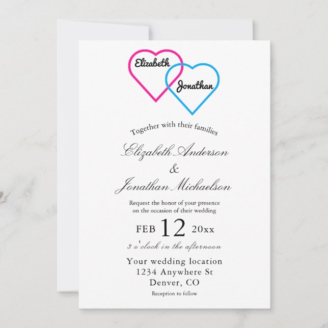 Entwined Hearts Wedding Invitation (Front)