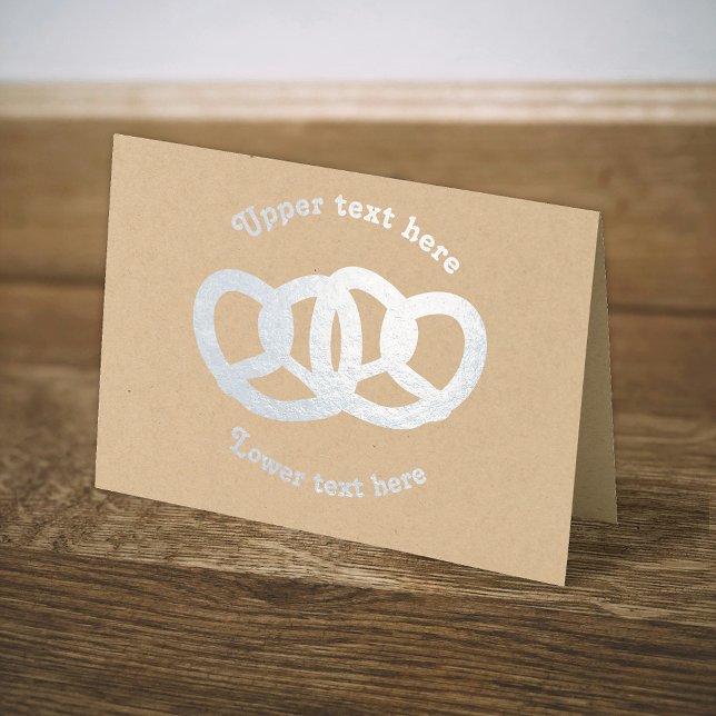 Entwined Pretzel Bread Knots - your choice text Foil Card (Creator Uploaded)
