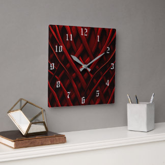 Entwined Red Thread Square Wall Clock