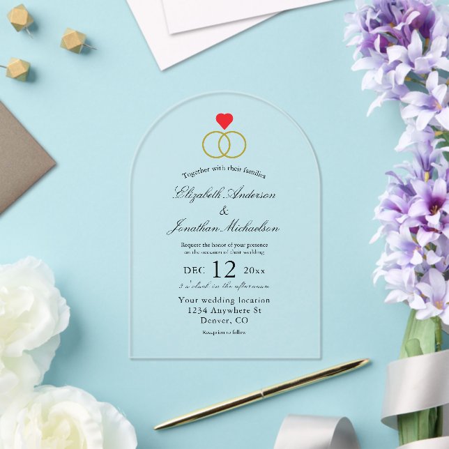 Entwined Rings Wedding Acrylic Invitations (Insitu (Wedding))