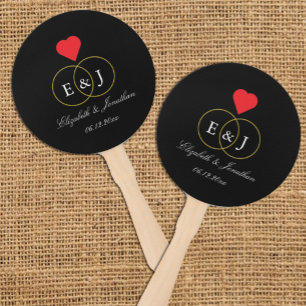 Entwined Rings Wedding Hand Fan