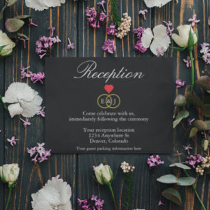 Entwined Rings Wedding Reception Card